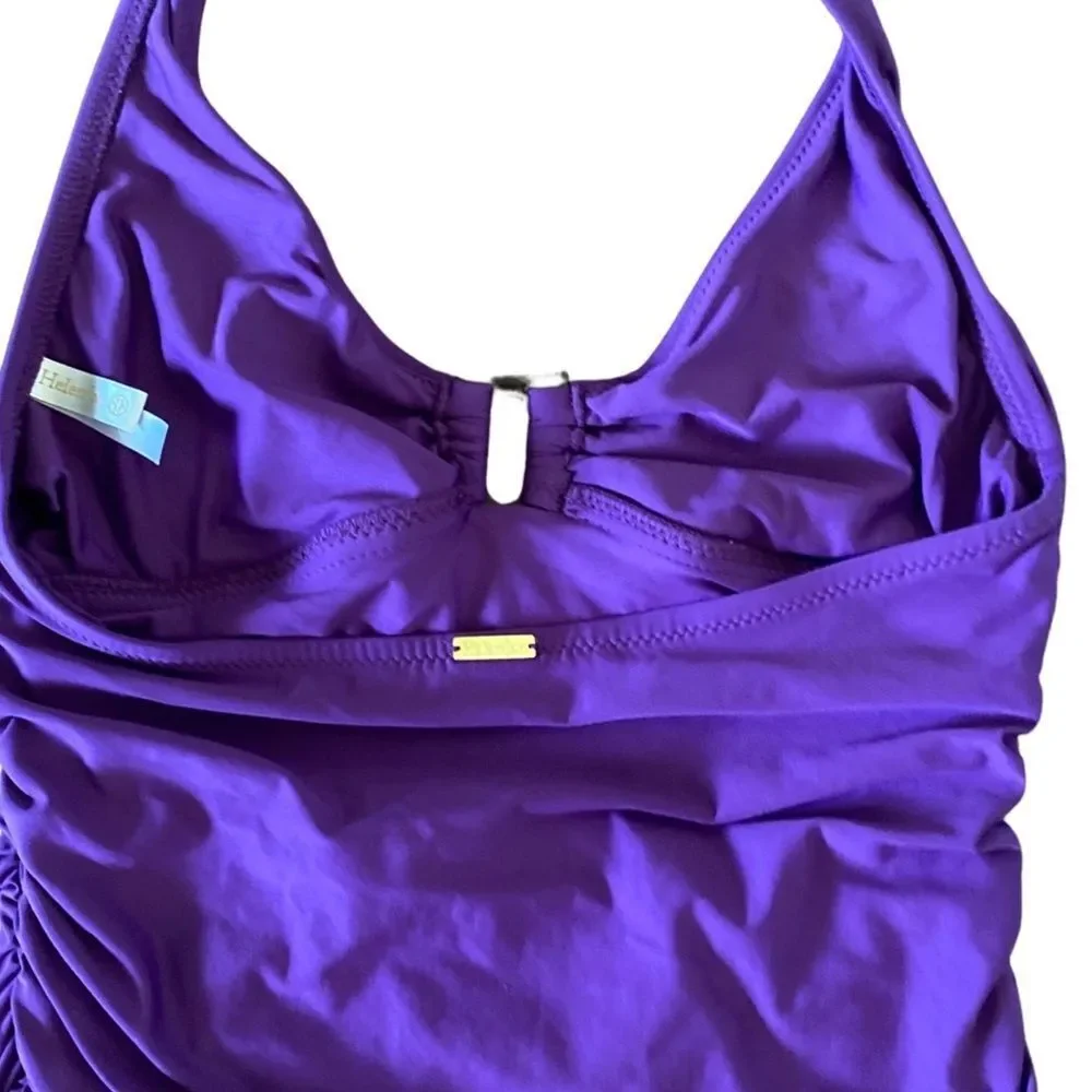 Helen Jon Tankini - S purple ruched , halter , polyester spandex